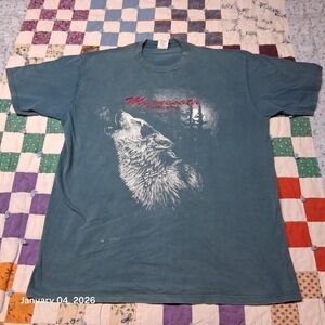 Vintage Minnesota Wolf Embroidered Blue T Shirt Size XL Blue Sherrys Best 90s